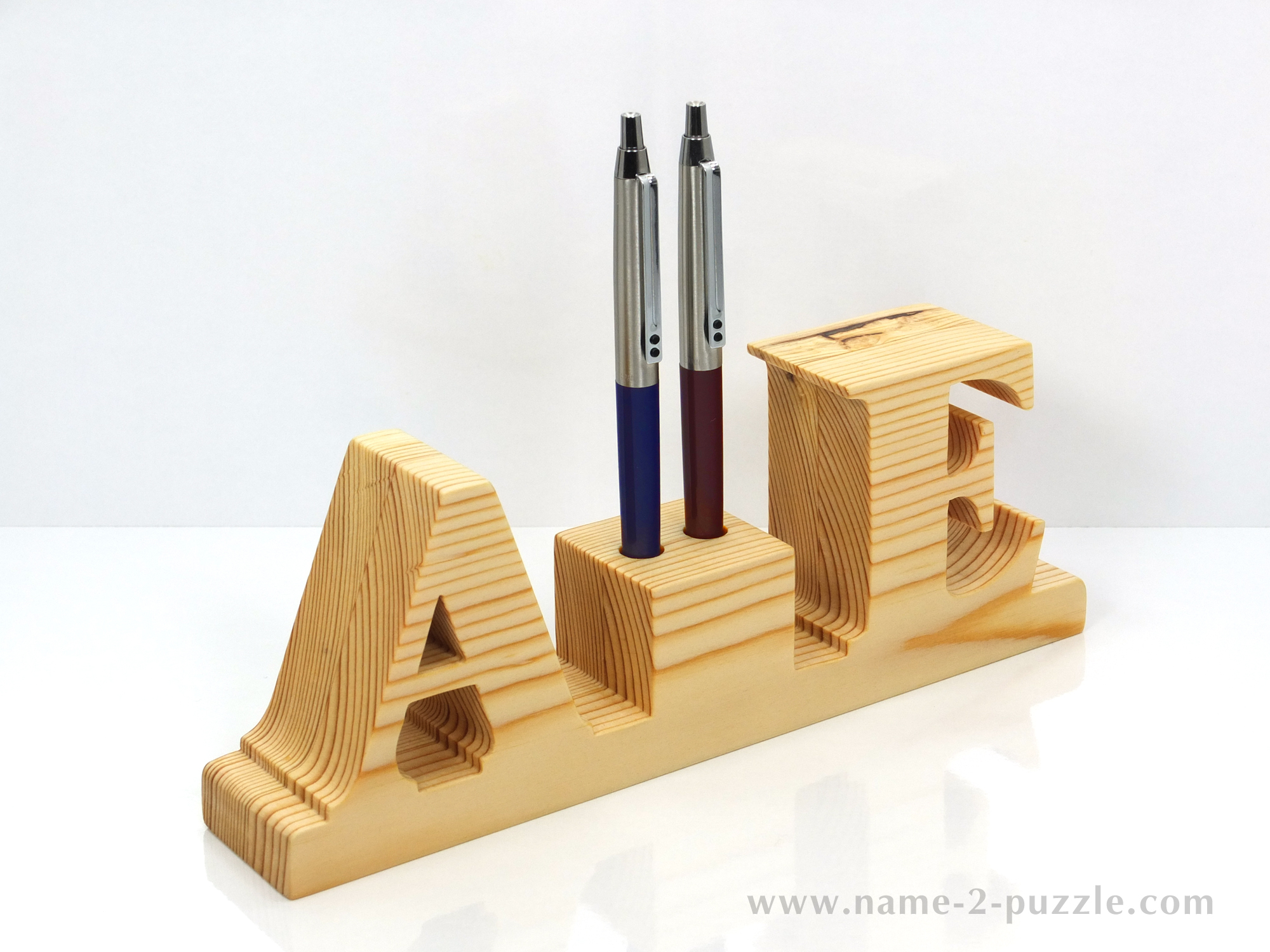 Pen Holder O For 2 Pens Personalized Wooden Desk Pen Holder With Letter